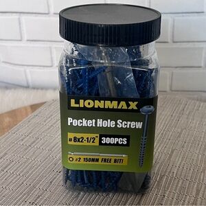 LIONMAX Pocket Hole Screws 2-1/2Inch, 300 PCS Exterior Screw #8 x 2-1/2”